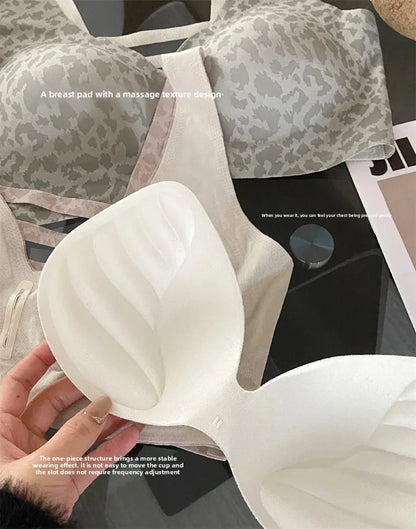 Seamless Beautiful Back Bra Original Design Spring Summer New Style Leopard Print Series Comfortable Underwear Home Clothes