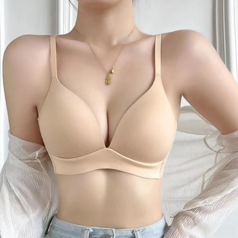 Japanese Style Seamless Push Up Bra Comfort Wireless Underwear Women's No Steel Ring Bralette 3/4 Cup Glossy Bra Female Lingerie