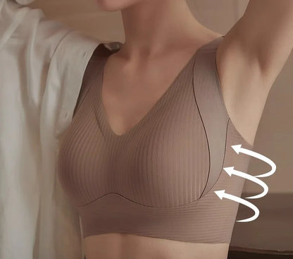 Soft-supported Seamless Bra For Women Push Up Lingerie Gather Side Breast Wireless Beautiful Back Underwear