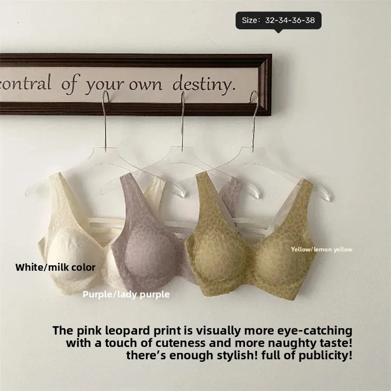 Seamless Beautiful Back Bra Original Design Spring Summer New Style Leopard Print Series Comfortable Underwear Home Clothes