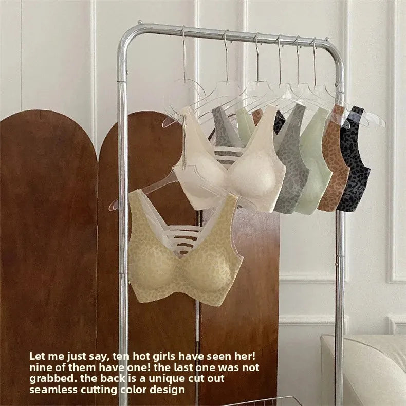 Seamless Beautiful Back Bra Original Design Spring Summer New Style Leopard Print Series Comfortable Underwear Home Clothes