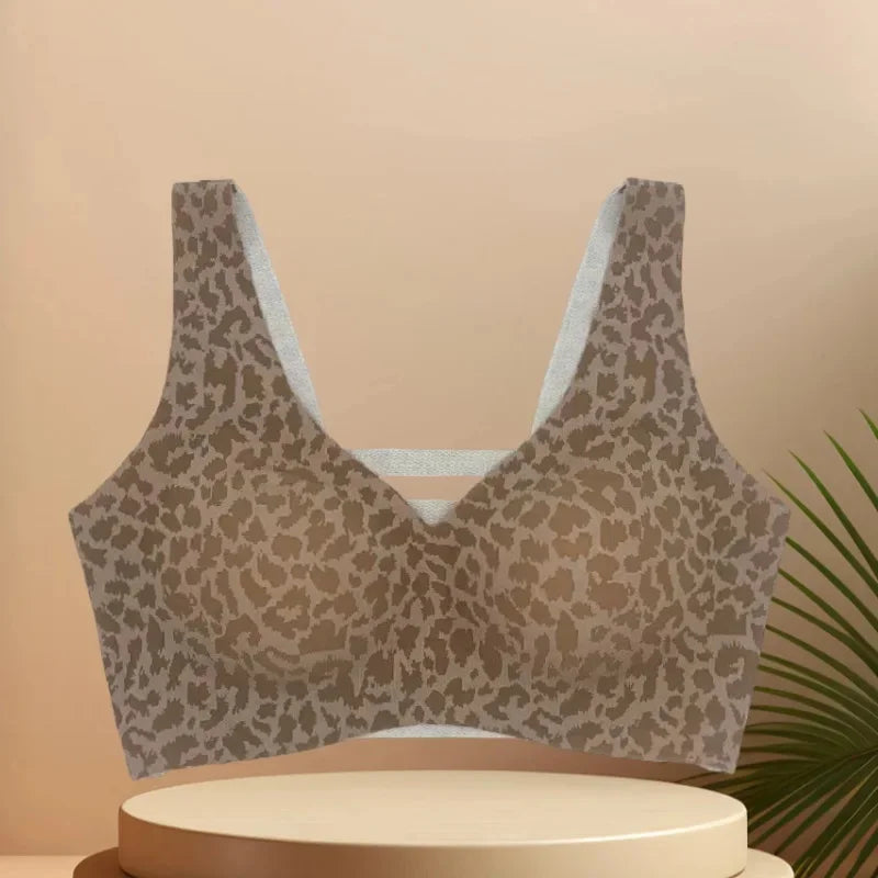 Seamless Beautiful Back Bra Original Design Spring Summer New Style Leopard Print Series Comfortable Underwear Home Clothes