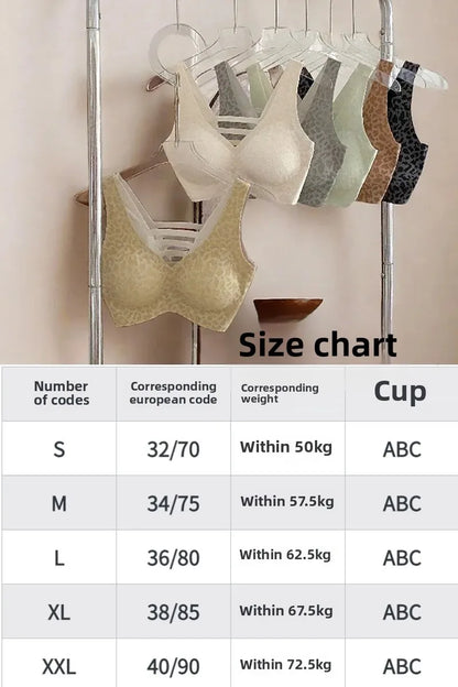 Seamless Beautiful Back Bra Original Design Spring Summer New Style Leopard Print Series Comfortable Underwear Home Clothes