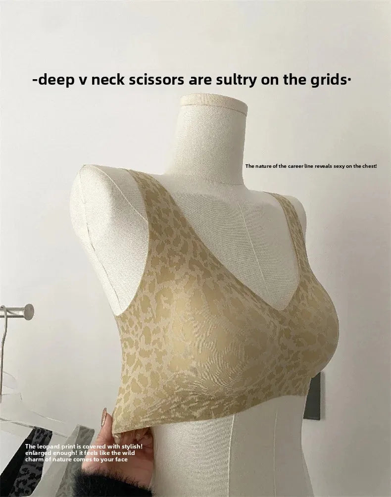 Seamless Beautiful Back Bra Original Design Spring Summer New Style Leopard Print Series Comfortable Underwear Home Clothes