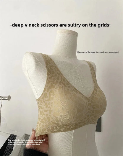 Seamless Beautiful Back Bra Original Design Spring Summer New Style Leopard Print Series Comfortable Underwear Home Clothes