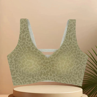Seamless Beautiful Back Bra Original Design Spring Summer New Style Leopard Print Series Comfortable Underwear Home Clothes