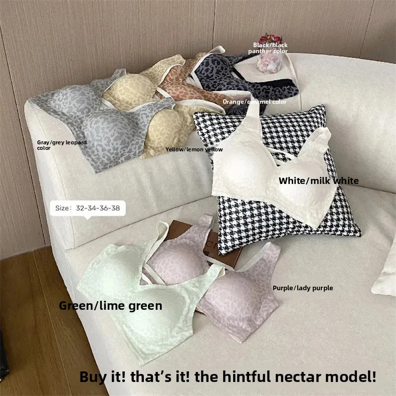 Seamless Beautiful Back Bra Original Design Spring Summer New Style Leopard Print Series Comfortable Underwear Home Clothes