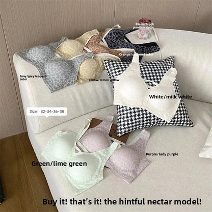 Seamless Beautiful Back Bra Original Design Spring Summer New Style Leopard Print Series Comfortable Underwear Home Clothes