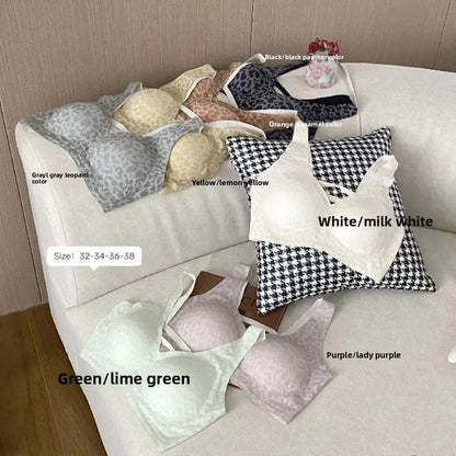 Seamless Beautiful Back Bra Original Design Spring Summer New Style Leopard Print Series Comfortable Underwear Home Clothes