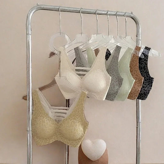 Seamless Beautiful Back Bra Original Design Spring Summer New Style Leopard Print Series Comfortable Underwear Home Clothes