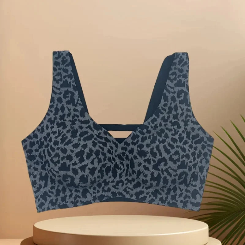 Seamless Beautiful Back Bra Original Design Spring Summer New Style Leopard Print Series Comfortable Underwear Home Clothes